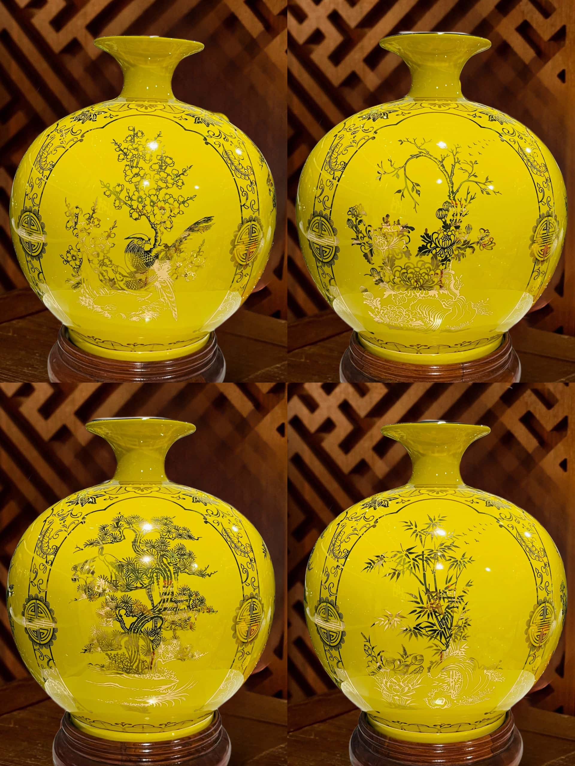 BHL Tu canh 4 mua Xuan Ha Thu Dong men vang bong Quang Hau Ceramic 5