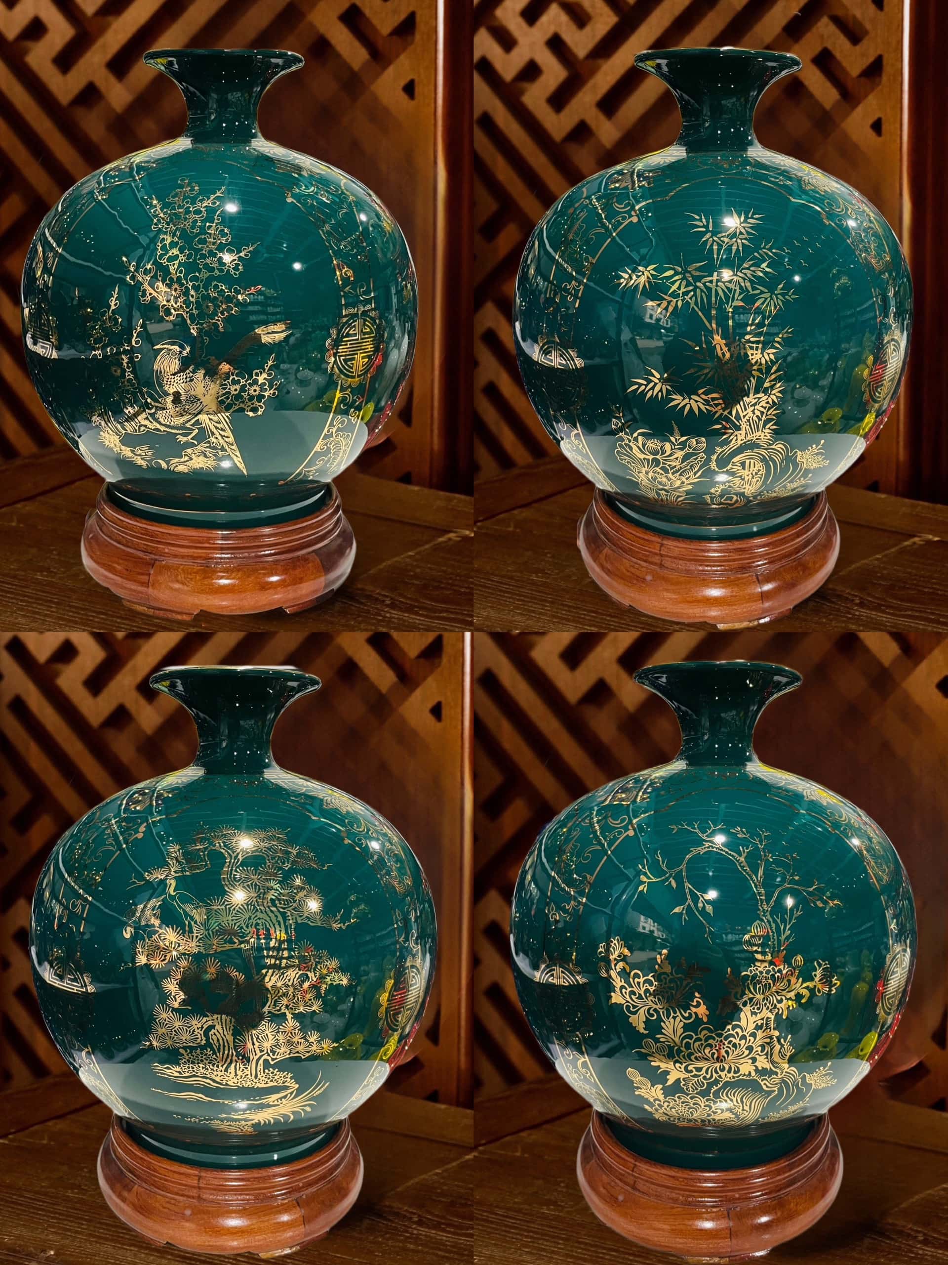 BHL Tu canh 4 mua Xuan Ha Thu Dong men xanh ngoc Quang Hau Ceramic 1