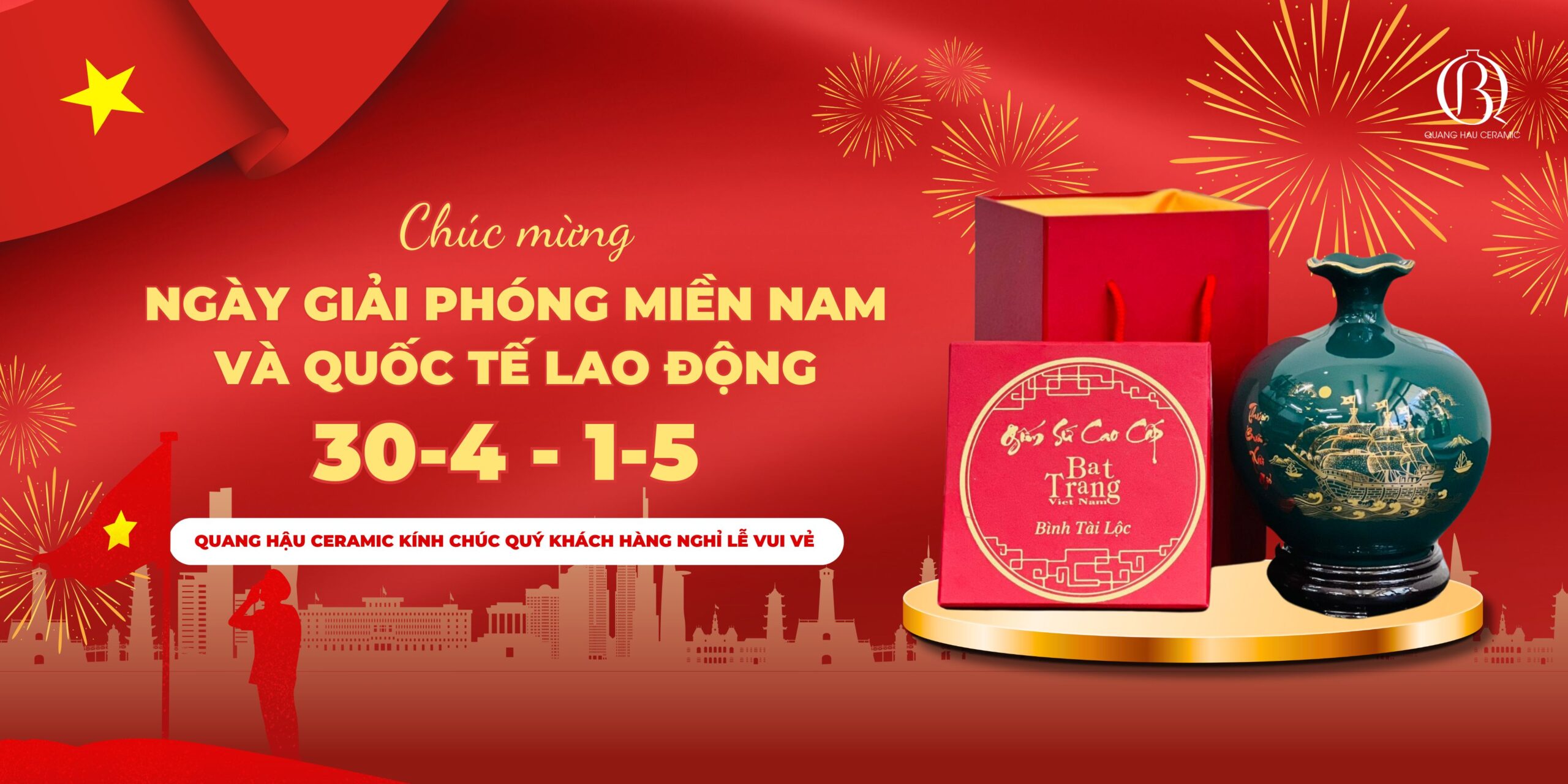 Đỏ Vàng Rực Rỡ Sale Deal Ưu Đãi Lễ Giải Phóng Miền Nam Quốc Tế Lao Động Quốc Khánh 304 15 29 Banner