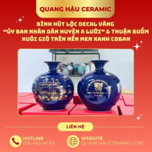 Ảnh chi tiết sản phẩm Bình hút lộc in logo Ủy ban nhân dân huyện A Lưới, họa tiết 2 mặt bình hút lộc – logo UBND huyện A Lưới và Thuận buồm xuôi gió